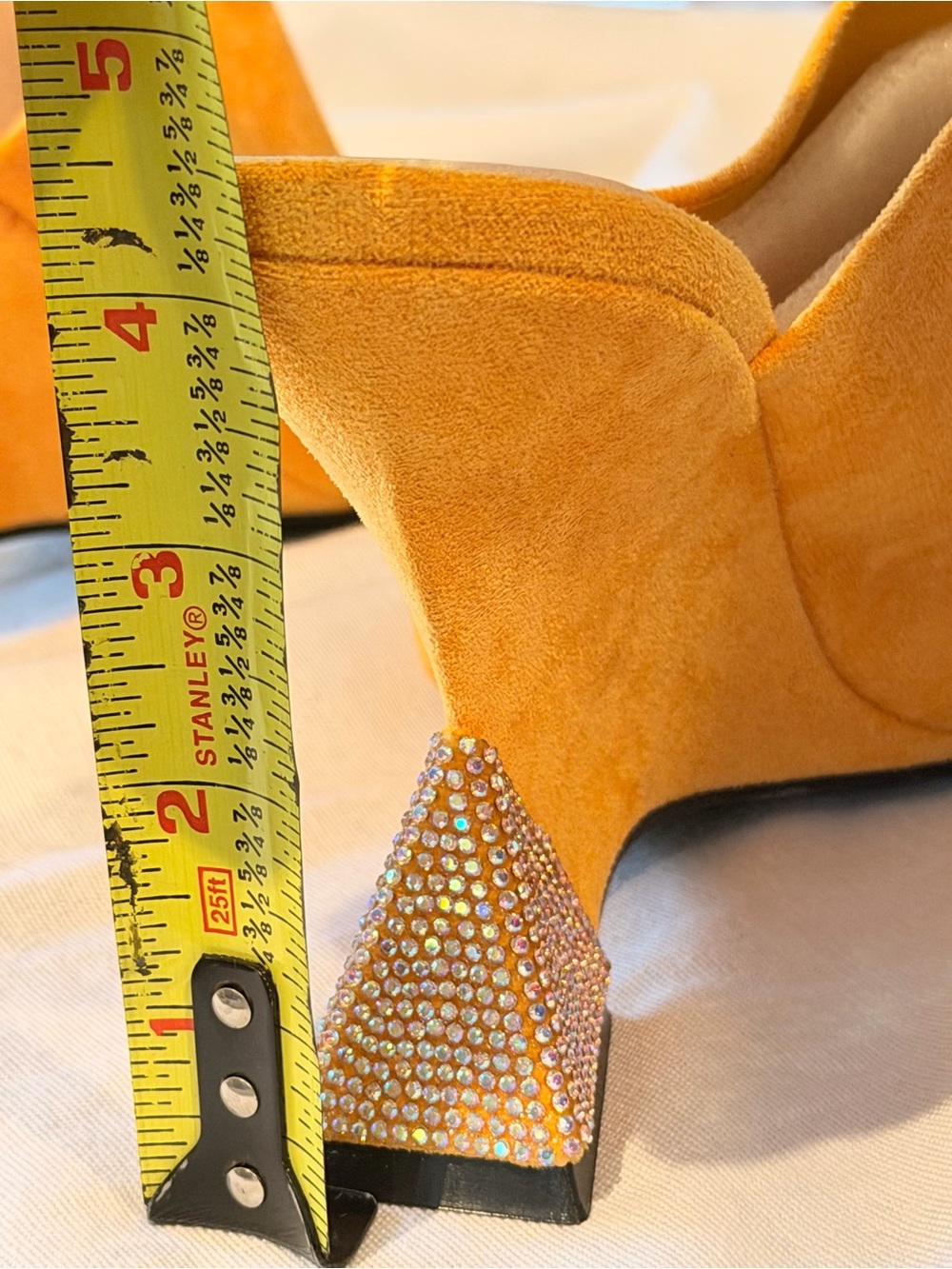 Cape Robbin Orange Yellow Suede Open-Toe Mules with Embellished Block Heel - Picture 13 of 13
